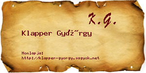 Klapper György névjegykártya